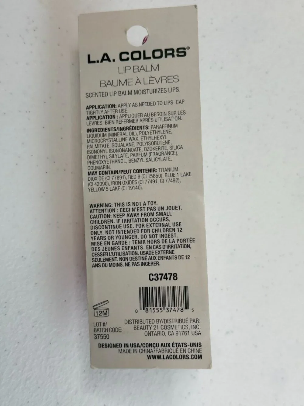 L.A. Colors Fro-Yo Lips Vanilla Scented Lip Balm New